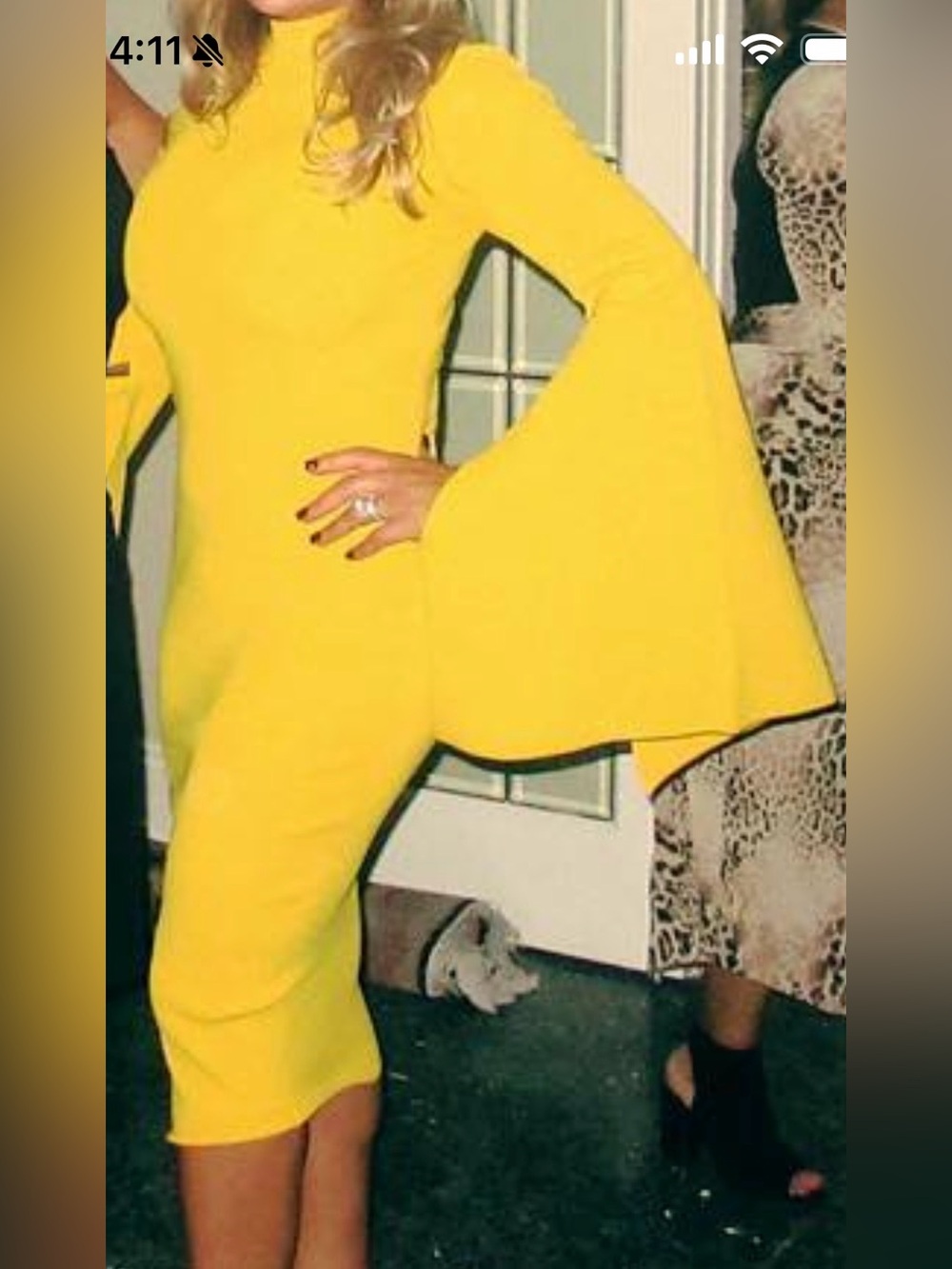 Yellow Bell Sleeve Midi Dress by Solace London - US 2 / EUR 34